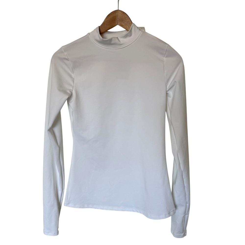 DSG CWC Mock Neck Compression Top Womens XS White NWT Long Sleeve Thumbholes